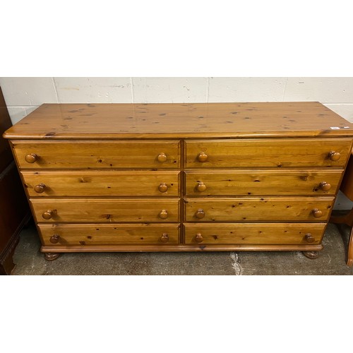 627 - Pine double eight drawer chest