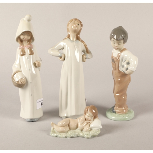 18 - Three Lladro figurines and a Nao figure(4)