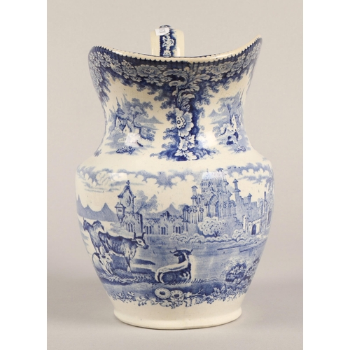 19 - Blue and white countryside scene ewer