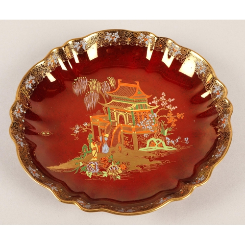 29 - Three pieces of Carlton Ware Rouge Royale in spider design and pagoda (3)