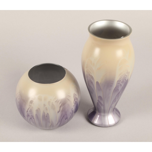 30 - Matching painted glass vase and bowl vase (2)