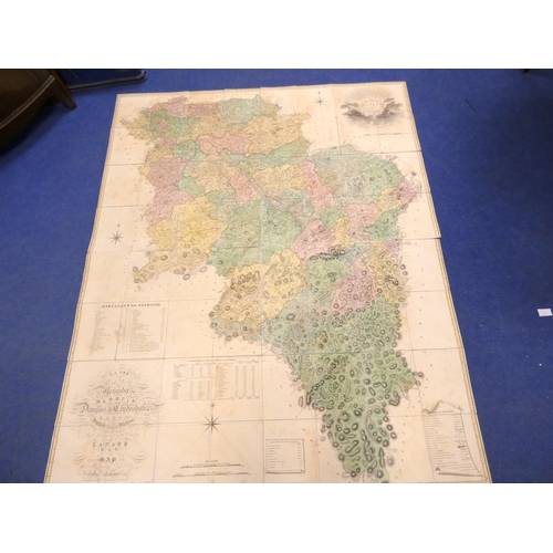 100 - FORREST WILLIAM.  The County of Lanarkshire. Large eng. hand col. fldg. map. Eng. sunburst title vig... 