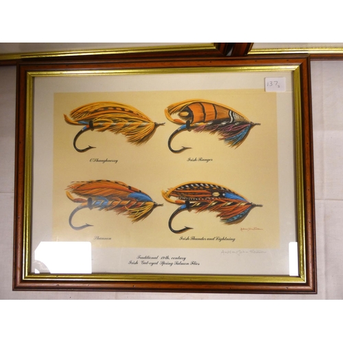 137 - SEDDON ANDREW JOHN.  Three ltd. ed. col. prints of fishing flies & an angling subject.... 