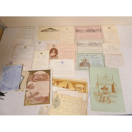 97 - COLLECTION OF INVTATION CARDS, GLASGOW & SHIPPING INTEREST.  Approx. 100 litho & letterpress... 