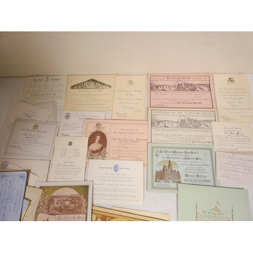 97 - COLLECTION OF INVTATION CARDS, GLASGOW & SHIPPING INTEREST.  Approx. 100 litho & letterpress... 