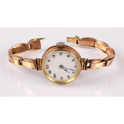 51 - 9ct gold watch on 9ct gold expandable strap, 21.8g