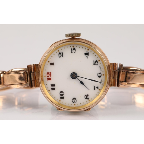 51 - 9ct gold watch on 9ct gold expandable strap, 21.8g