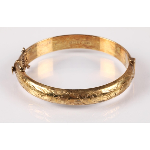 55 - Silver gilt vermiel bangle, Birmingham 1972, 16g