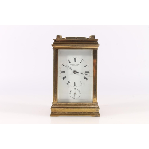 4 - French Joseph Soldano brass carriage clock with alarm.