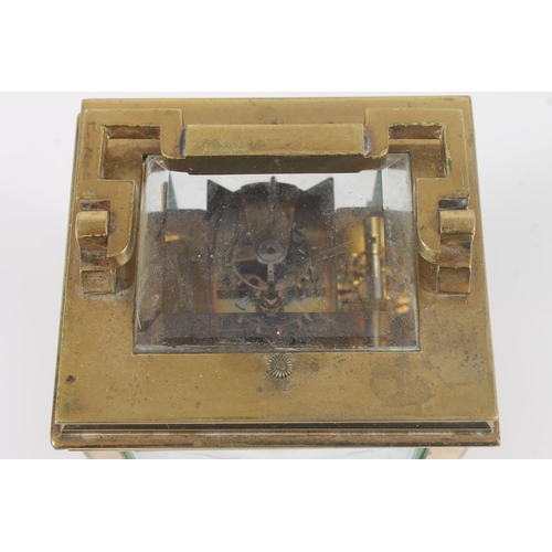 4 - French Joseph Soldano brass carriage clock with alarm.