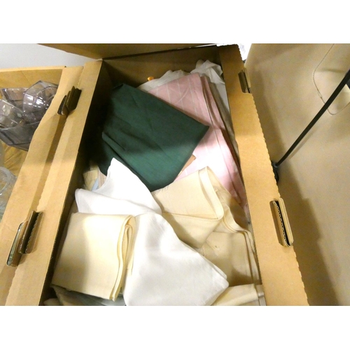 156 - Two boxes of quilt making fabric.