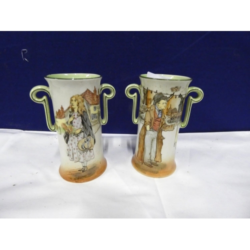 164 - Pair of Royal Doulton, Dickens Ware vases.