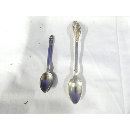 166 - Georg Jensen teaspoon and continental 800 grade teaspoon with filigree work to handle (112grms)