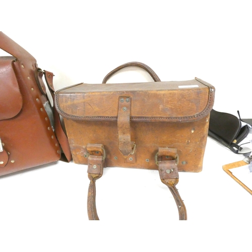 210 - Two antique leather bags.