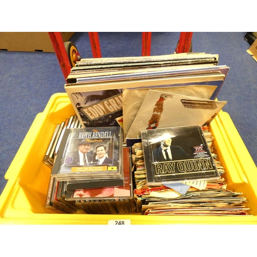 248 - Box of various records and cd's.