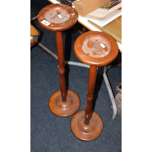 956 - Pair of mahogany large candlestands, 77cm tall.