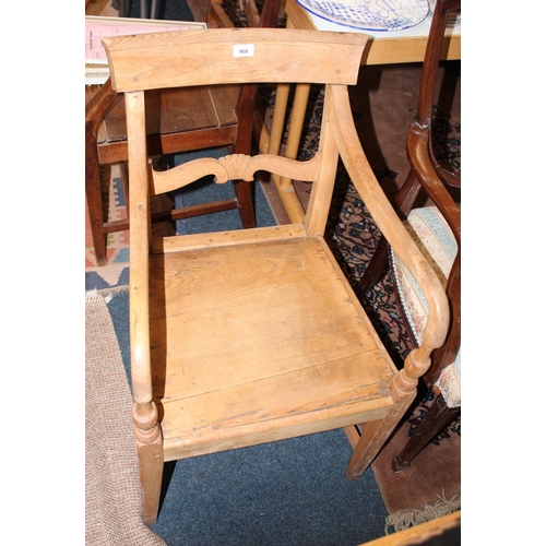 960 - Oak open armchair.