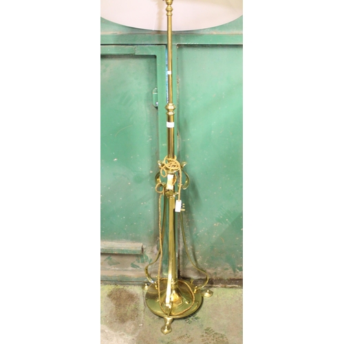 879 - Arts and Crafts style brass standard lamp In the manner of W.A.S Benson.