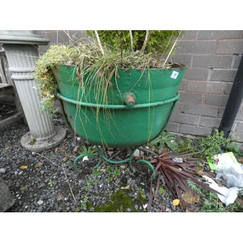 390 - Large antique cast iron cauldron.