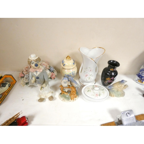 403 - Collection of decorative items to include tea service, clown figure, vases etc.