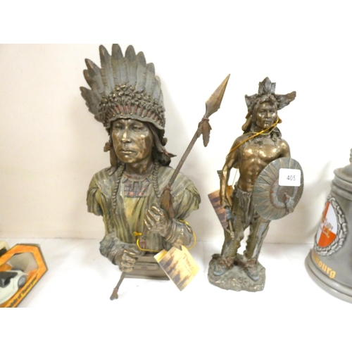 405 - Two large Tribes of the World figures to include Orator of the Sioux Nations, 36cm