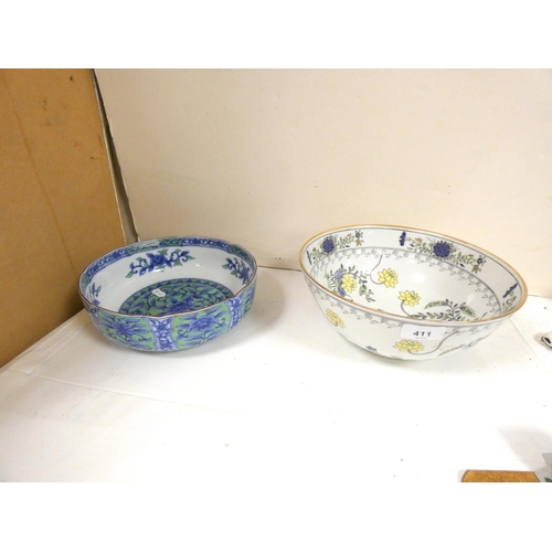 411 - Japanese decoarted bowl 26cm and another.