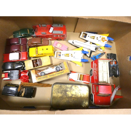 417 - Box of various diecast cars including Buck Rodgers, Batman etc.