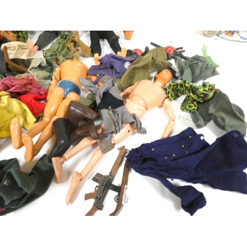 418 - Large box of early 60's- 70's Action men a/f and clothes etc.