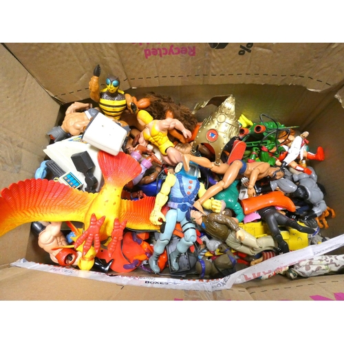 428 - Box of 80's action figures including He-Man, Star Wars etc.