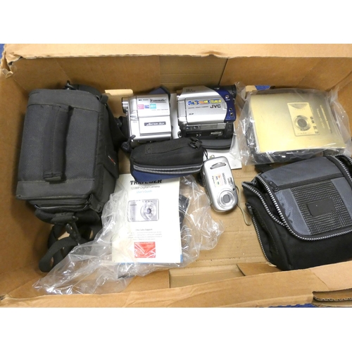 512 - Box of various camera's including Canomatic, JVC, Samsung etc.