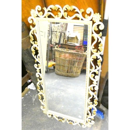 176 - Large ornate gilt and cream wall mirror.