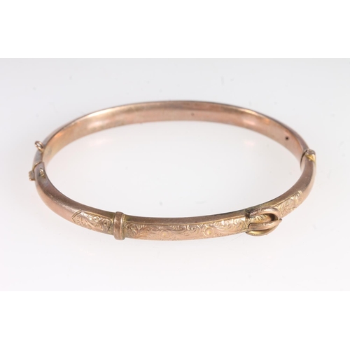 735 - 9ct gold Victorian bangle in the form a belt, 8.2g.