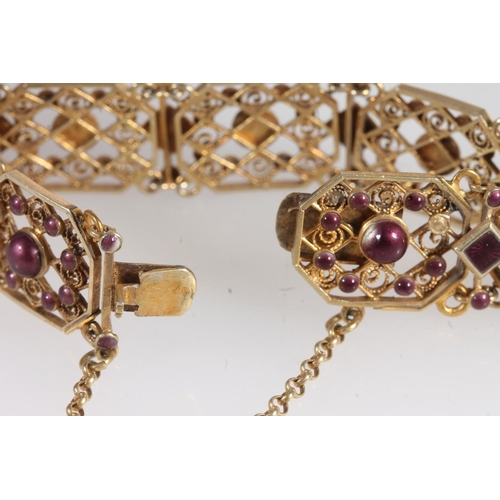 740 - Antique Austro-Hungarian style '930' silver gilt bracelet set with purple stones, 13.6g and a gold s... 