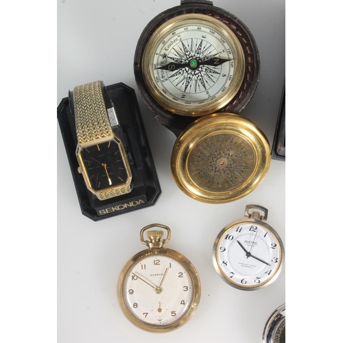 750 - Collection of wristwatches, pocket watches including Ingersoll and a collection of copper pennies.&n... 