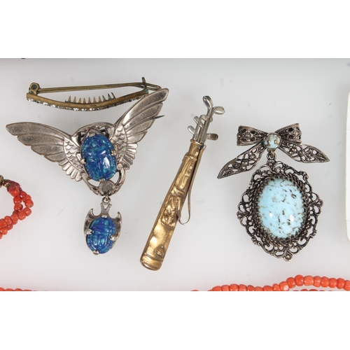 780 - Collection of costume jewellery including silver marcasite brooch, pendant, earrings, a Loanhead com... 