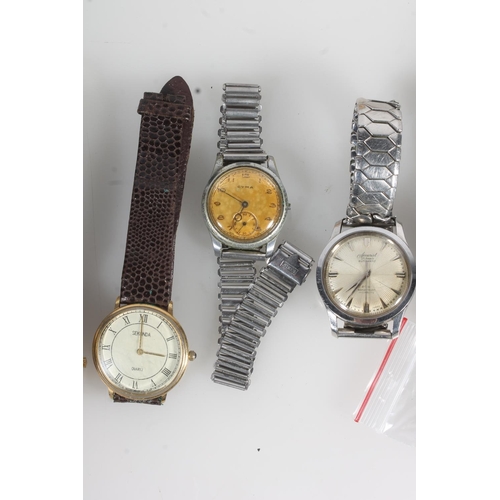 786 - Wristwatches including Accurist, Sekonda, Cyma, etc., and a boxed pen.