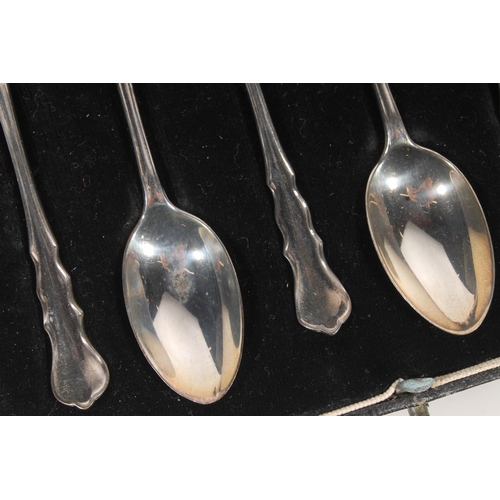 850 - Cased set of six sterling silver teaspoons, J W & Co., London, 62g.