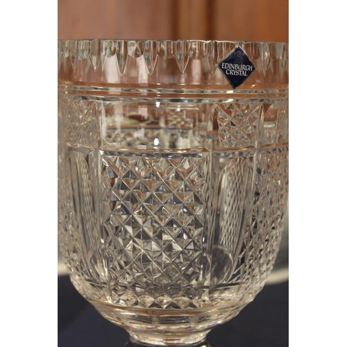 20 - Pair of Edinburgh Crystal cut-glass vases of goblet shape, 26cm high.