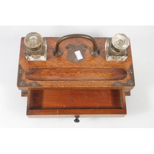 58 - Edwardian oak desk stand.