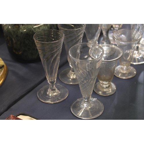 61 - Ten 19th century ale glasses and other glassware to include Writhen ale glasses, fluted ale glasses,... 