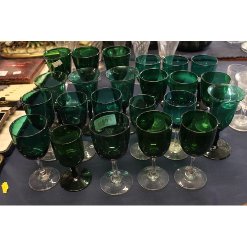 62 - 19th century Bristol Green wine glasses.