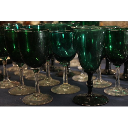 62 - 19th century Bristol Green wine glasses.