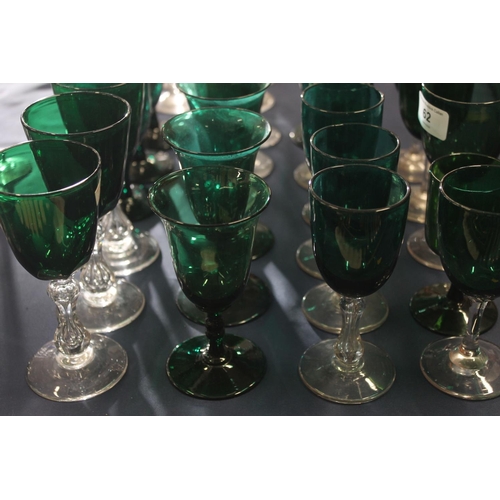 62 - 19th century Bristol Green wine glasses.