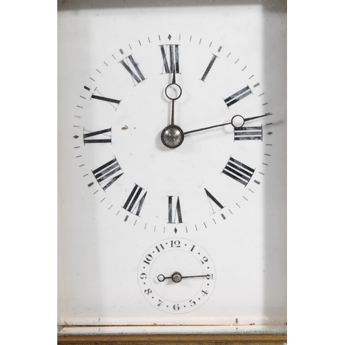 7 - French repeater movement brass carriage clock, with subsidiary seconds dial, movement to the back ma... 