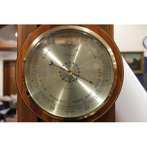 73A - Mahogany framed wheel barometer.