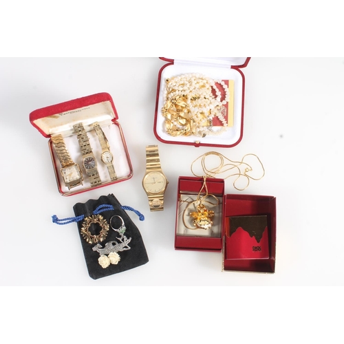 814D - Collection of costume jewellery including fashion watches, brooches etc.