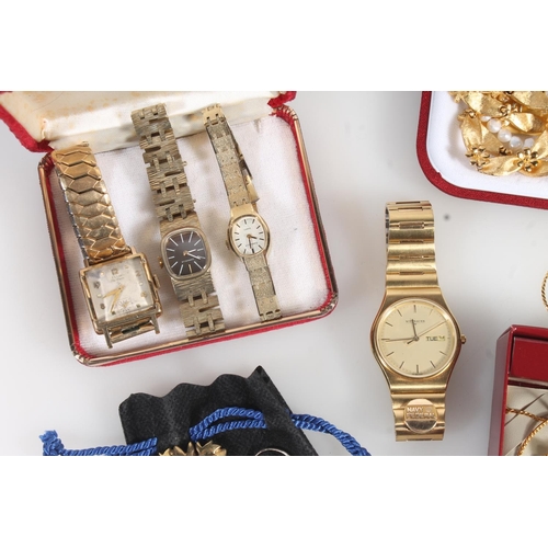 814D - Collection of costume jewellery including fashion watches, brooches etc.