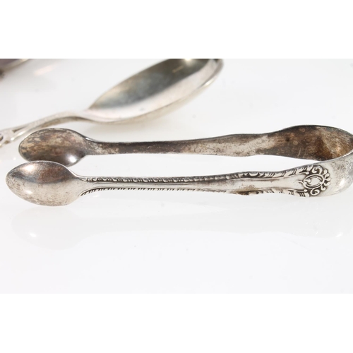 868 - Sterling silver caddy spoon, commemorating Elizabeth II coronation, 1953, two sterling silver napkin... 