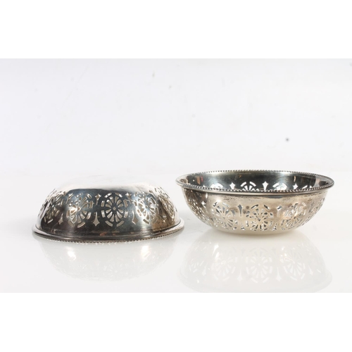 870 - Pair of sterling silver pierced bon-bon dishes or bowls, Walker & Hall, Sheffield, 76g.