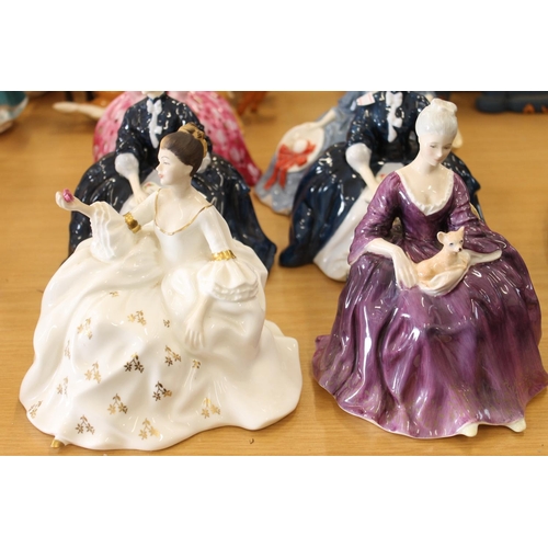 184 - Six Royal Doulton figurines to include My Love, Victoria, etc.